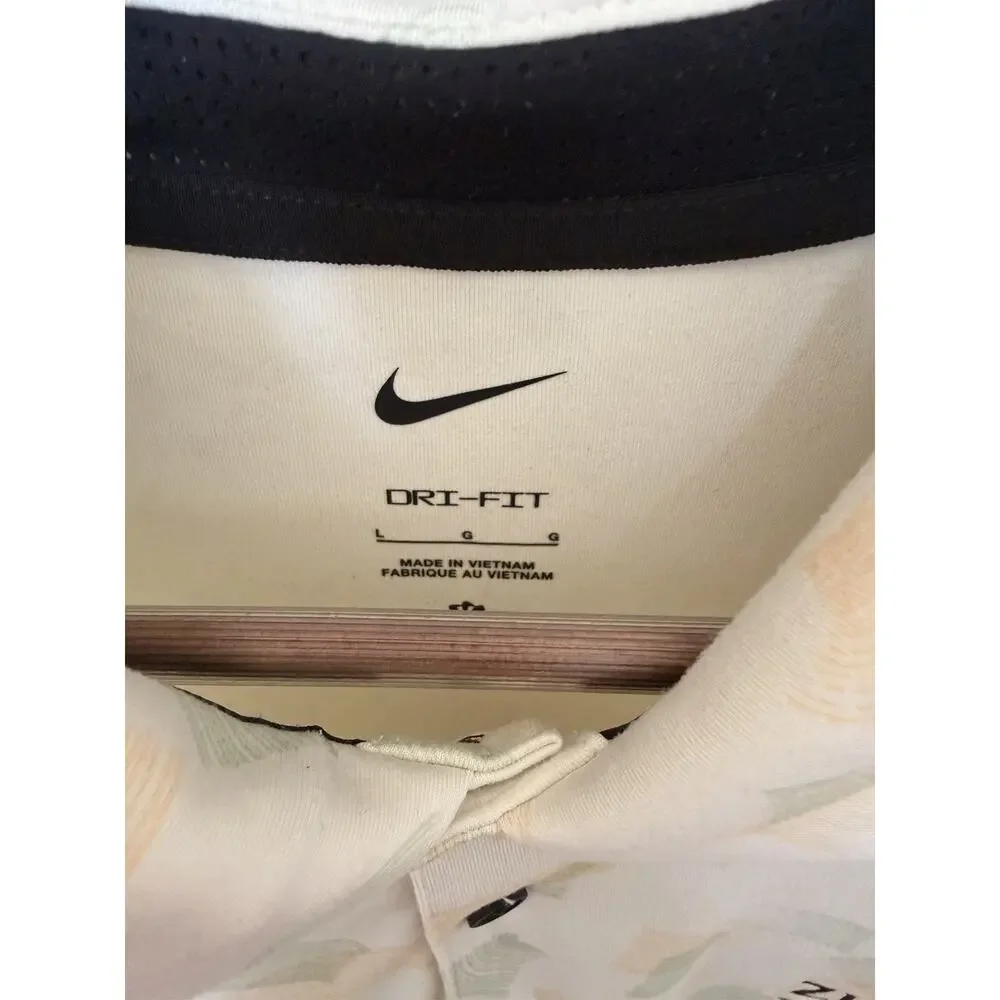 NEW Nike Dri-FIT Men's Polo Shirt L Yellow/green Geometric Golf Short Sleeve